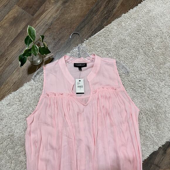 Lane Bryant Size 14 Pink Ruffled V Neck Tank Top NWT - Picture 2 of 6